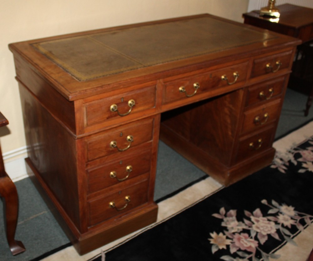 Victorian walnut pedestal desk View IV