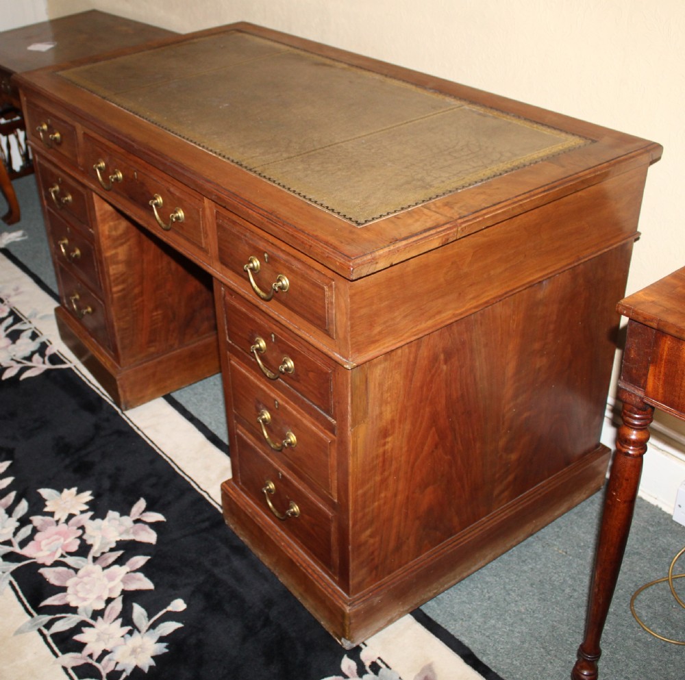 Victorian walnut pedestal desk View V