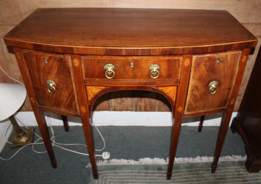George III small, figured mahogany & inlaid bow fronted sideboard View V