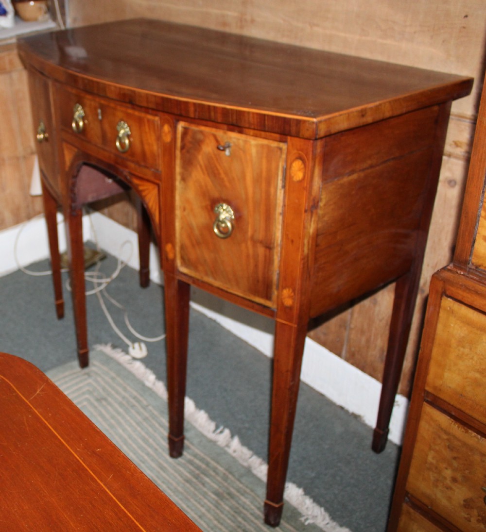 George III small, figured mahogany & inlaid bow fronted sideboard View VI