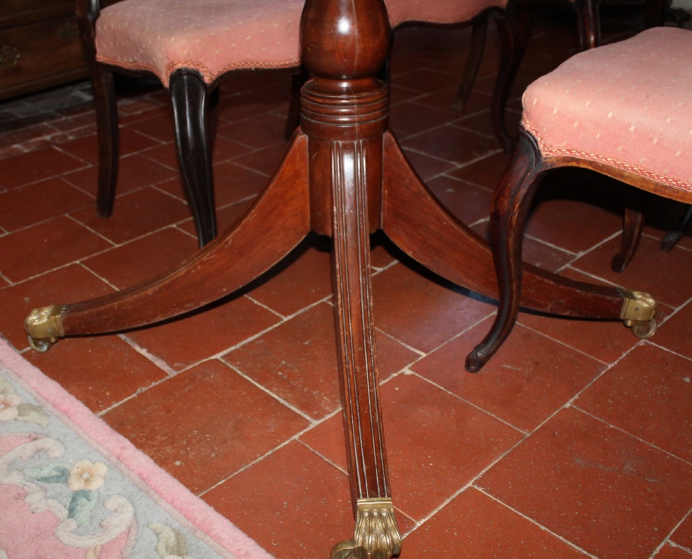Large solid mahogany twin pillar dining table View III