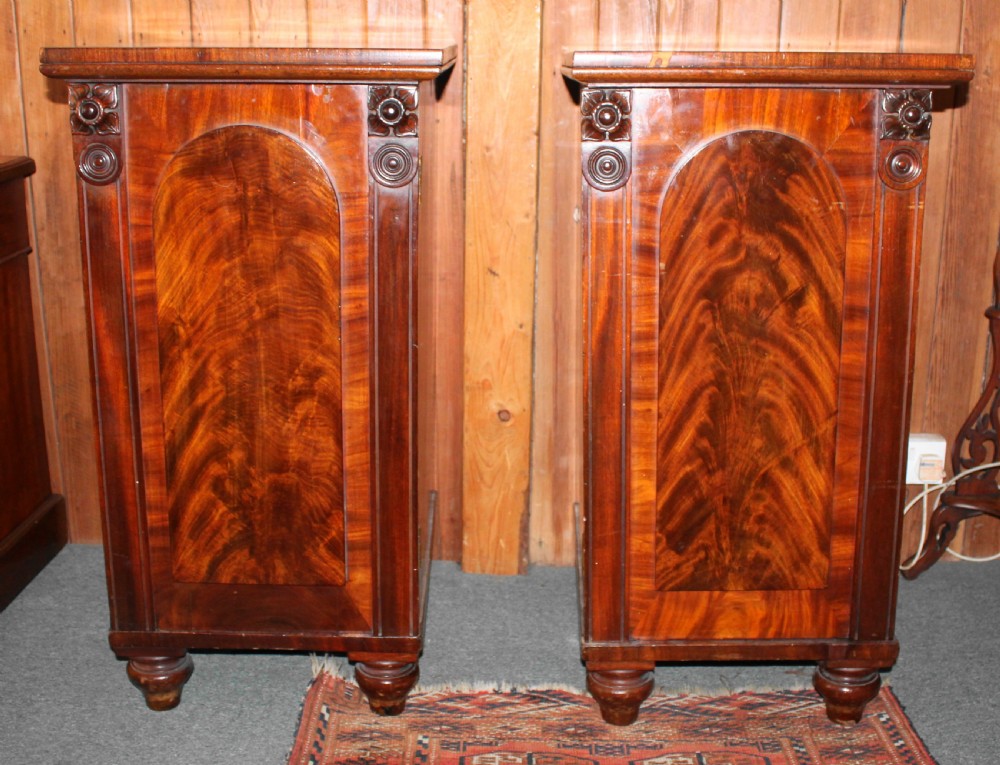 Pair of figured mahogany early 19th century cabinets