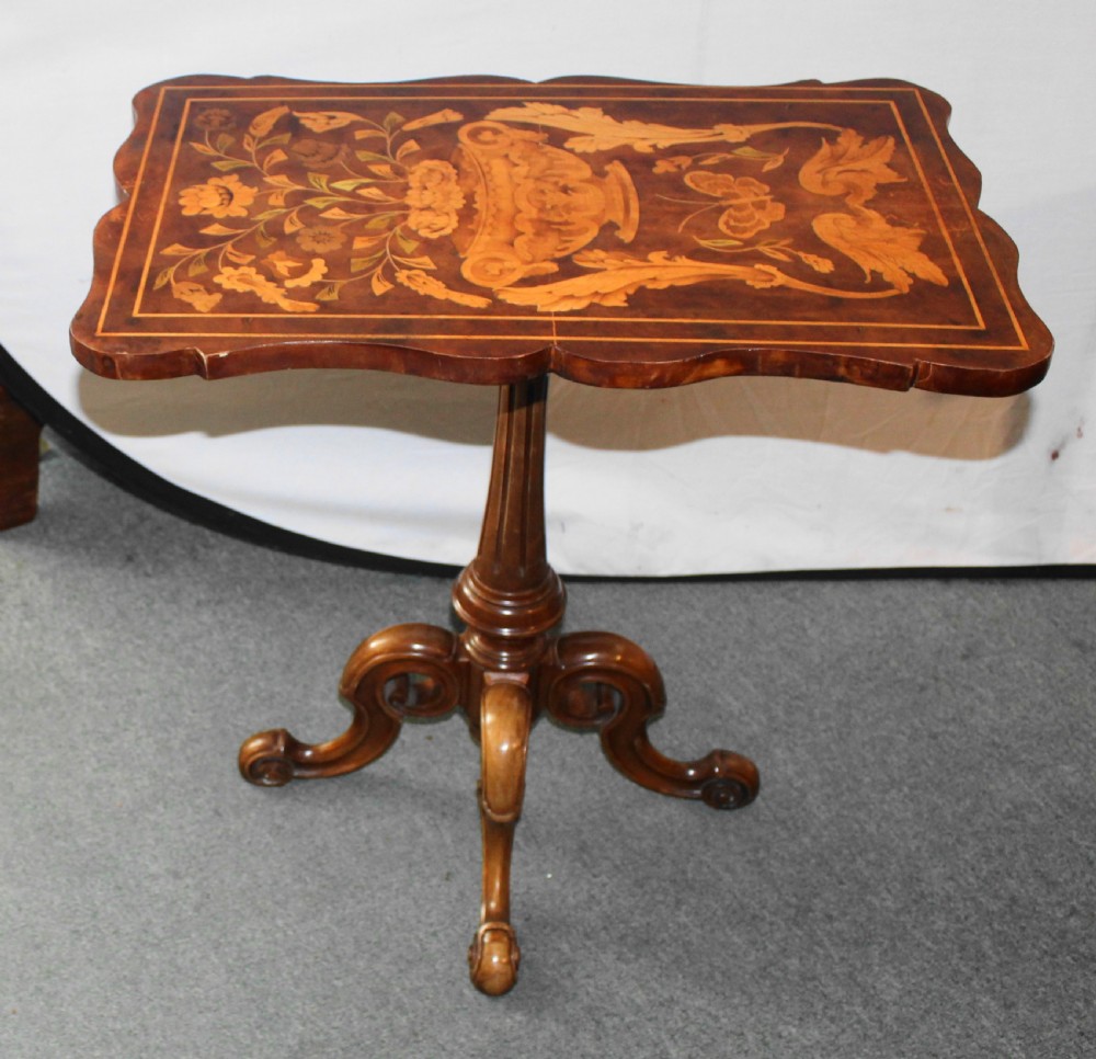 Victorian walnut and marquetry inlaid occasional table 