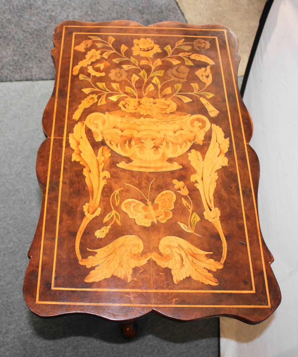 Victorian walnut and marquetry inlaid occasional table  View IV