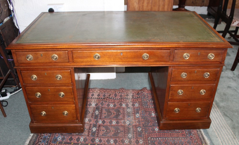 Large Victorian mahogany pedestal desk View III