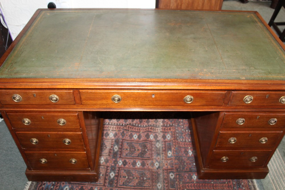Large Victorian mahogany pedestal desk View IV