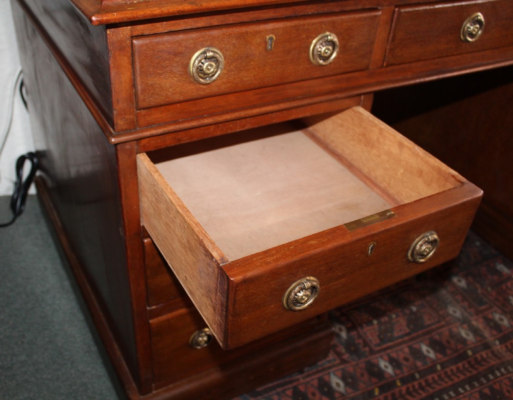 Large Victorian mahogany pedestal desk View XI