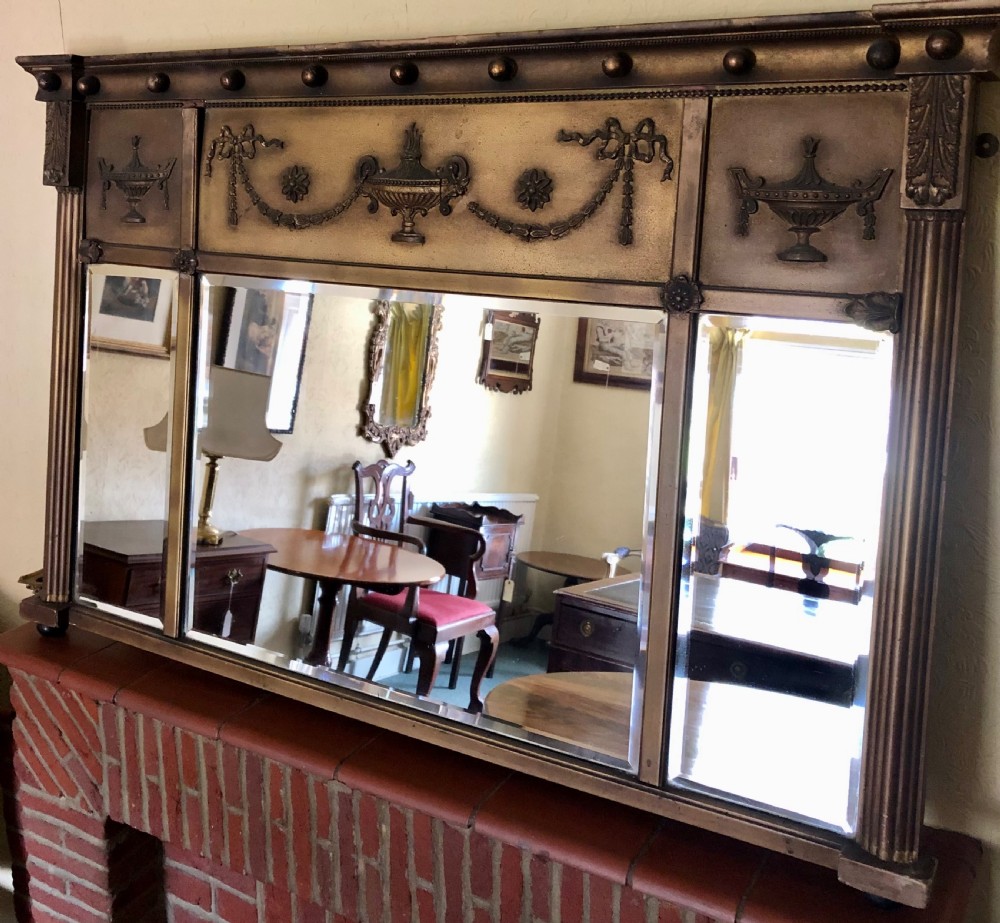 Regency design triple plated overmantel mirror  View III