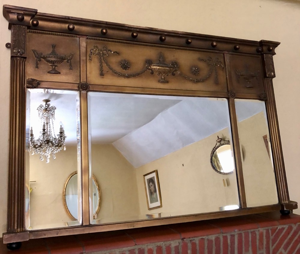 Regency design triple plated overmantel mirror  View IV