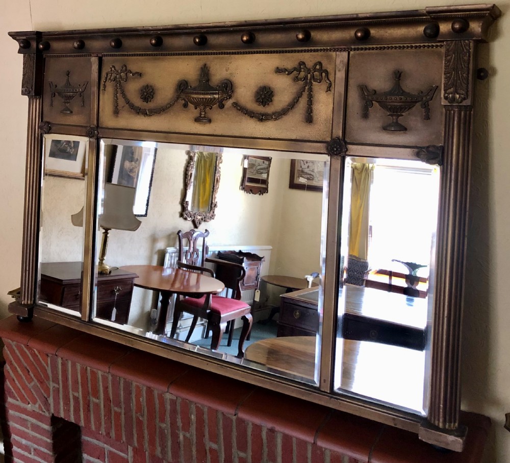 Regency design triple plated overmantel mirror  View IX