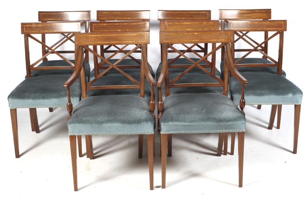 Set of ten Georgian design mahogany dining chairs