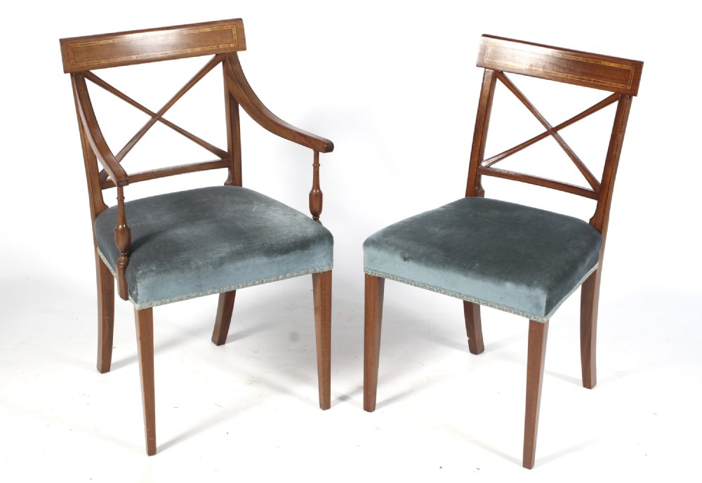 Set of ten Georgian design mahogany dining chairs View II