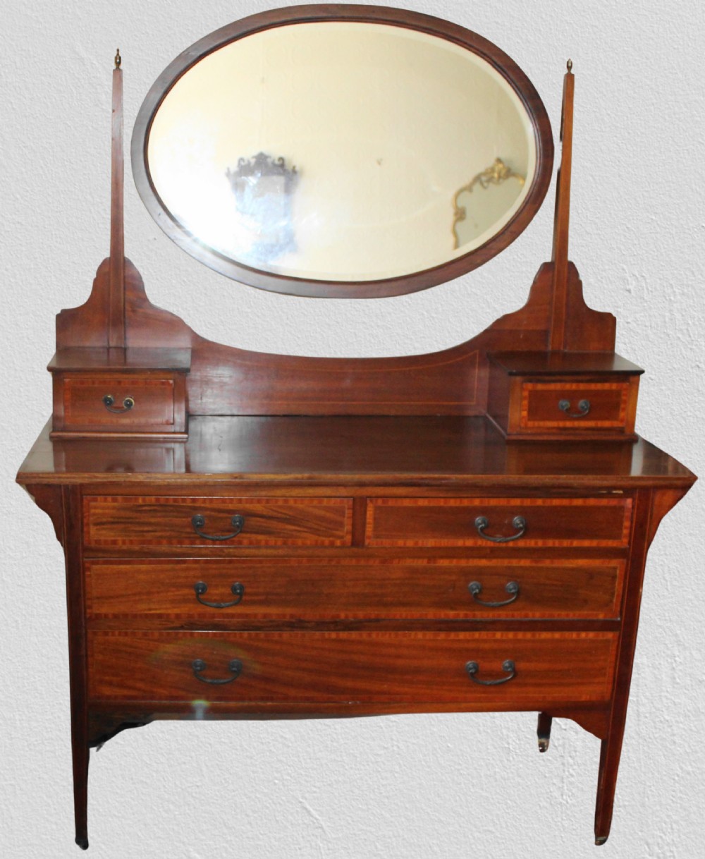 Edwardian mahogany and satinwood inlaid dressing table