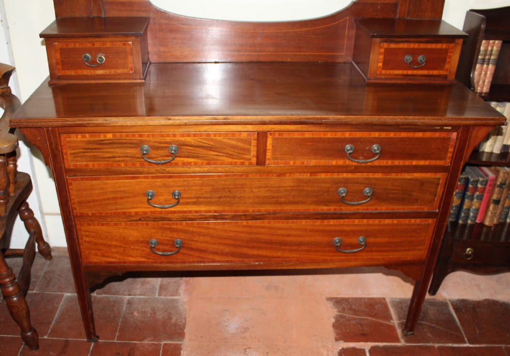 Edwardian mahogany and satinwood inlaid dressing table View III