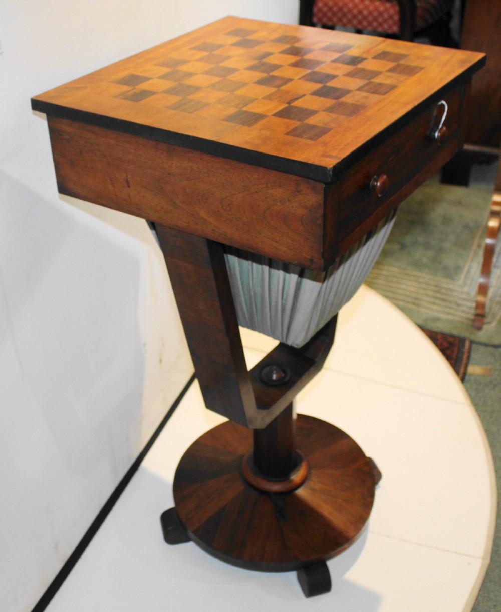 Small Regency rosewood chess top table games table View IV
