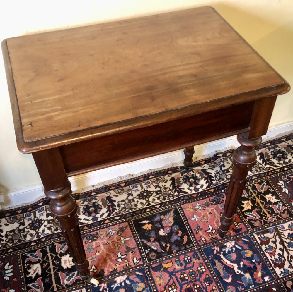Small Victorian mahogany side table with drawer  View IV