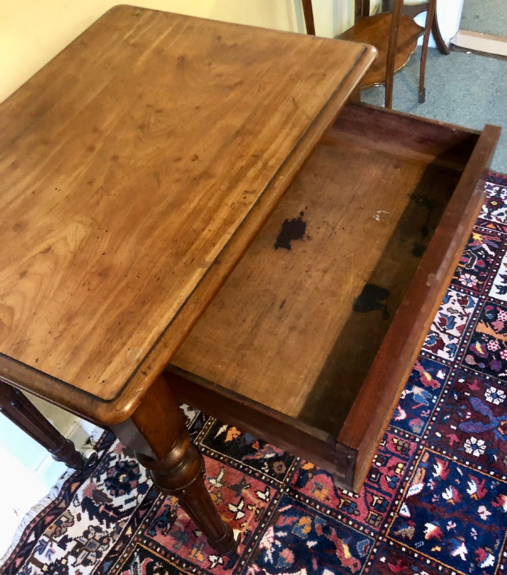 Small Victorian mahogany side table with drawer  View V