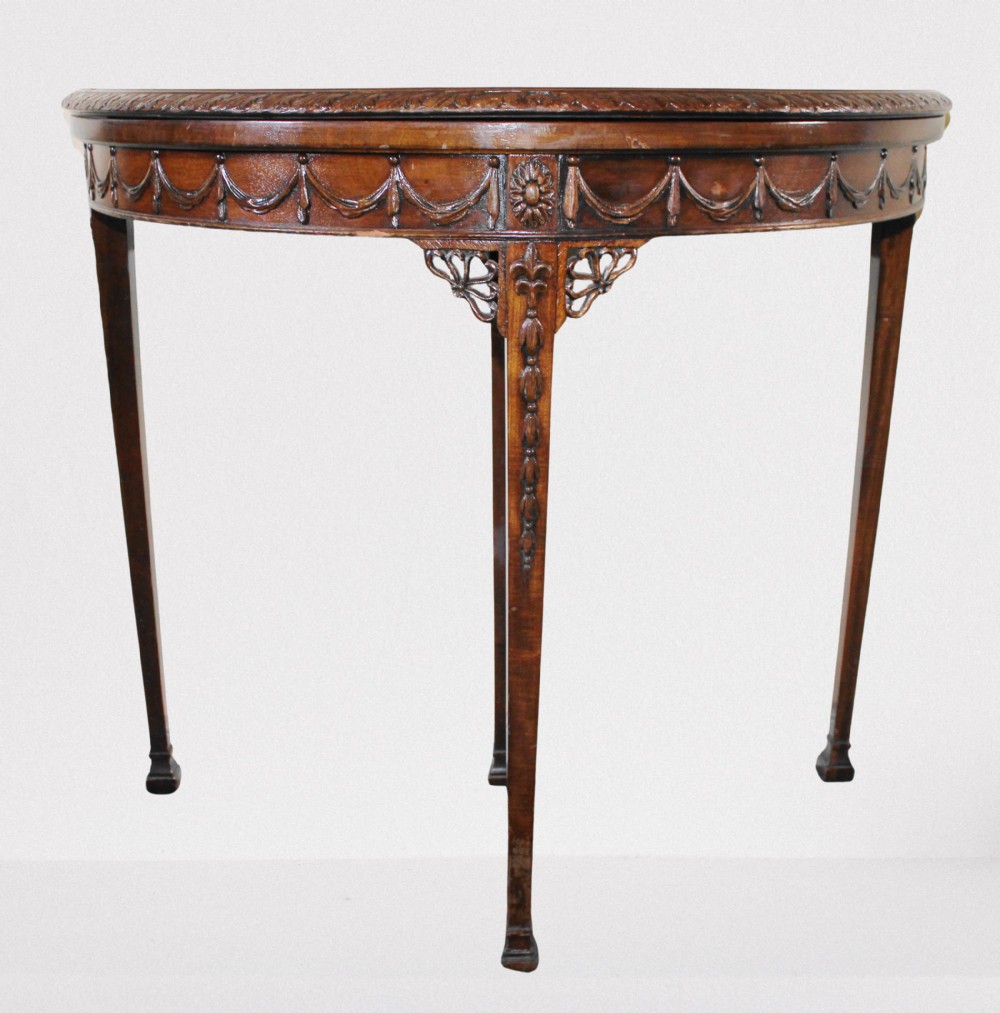 Adam design Demi lune mahogany console table View II