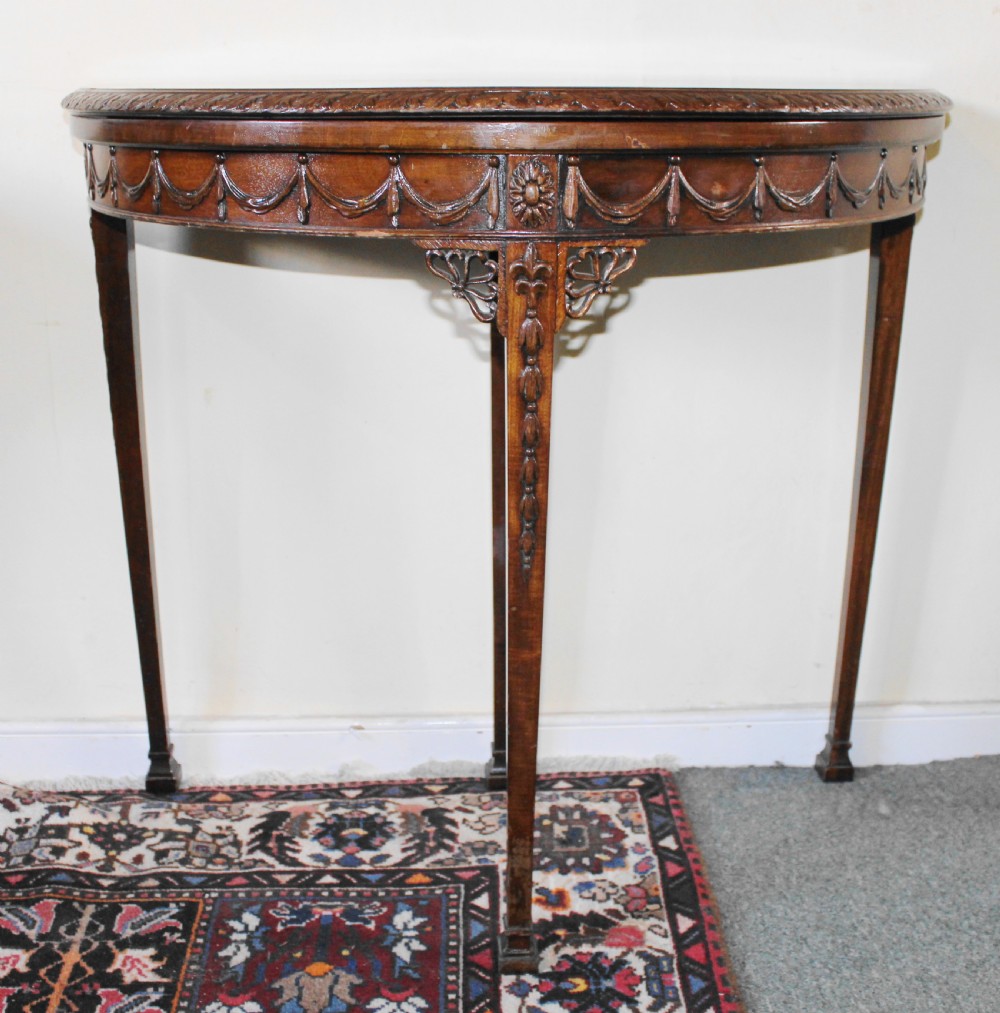 Adam design Demi lune mahogany console table View IV