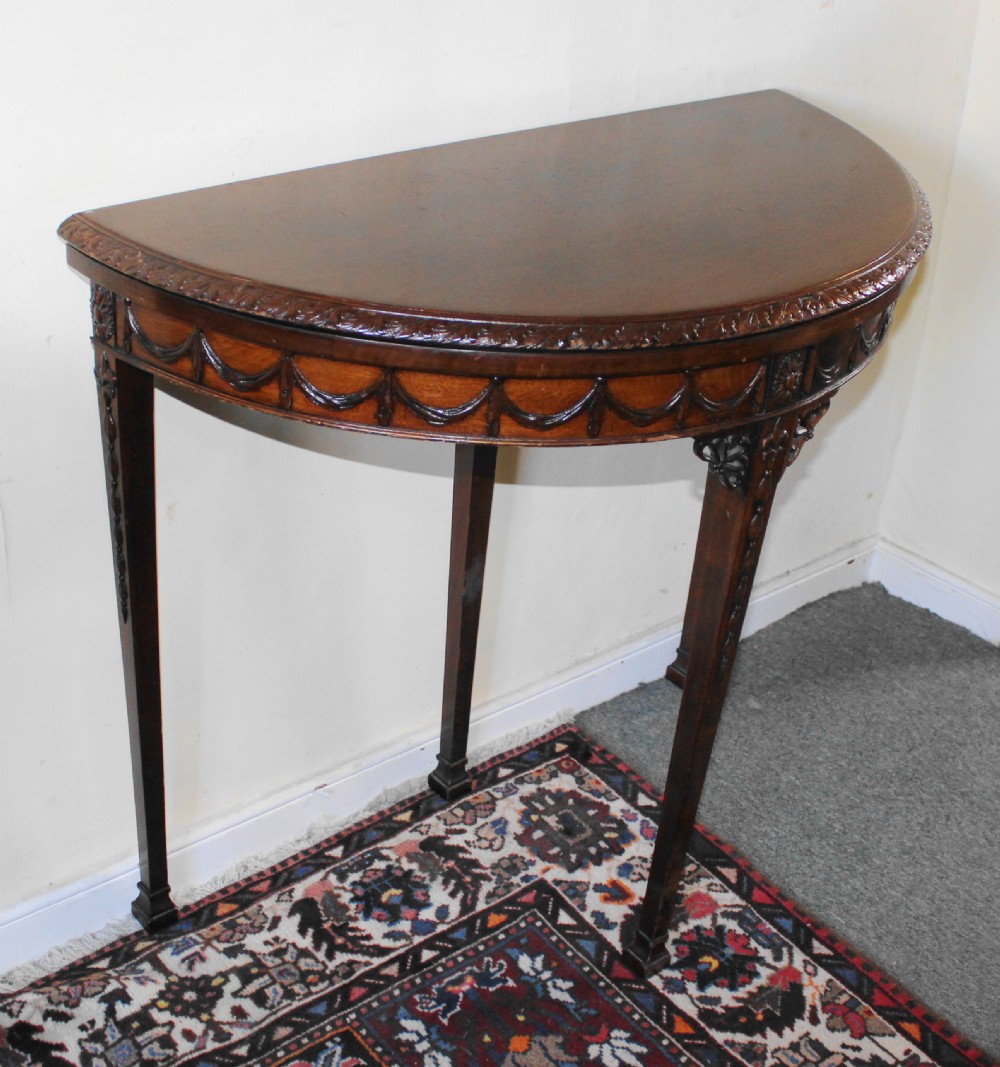 Adam design Demi lune mahogany console table View V