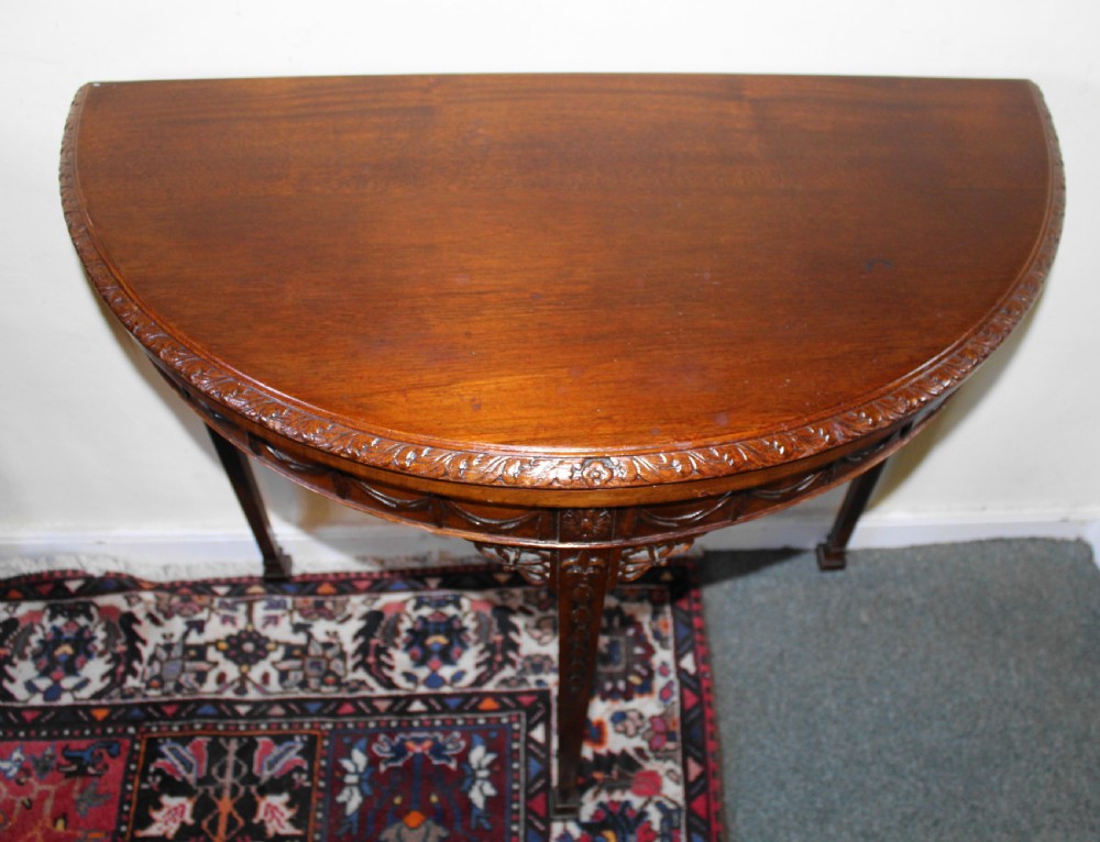 Adam design Demi lune mahogany console table View VI