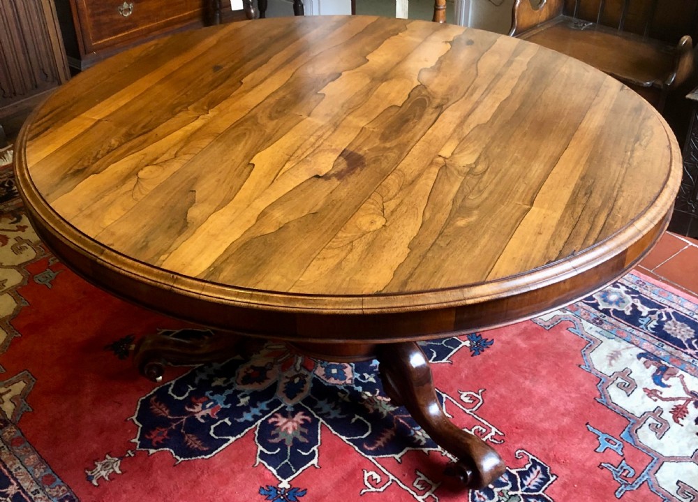 Large 19th Century Figured Rosewood Round Table