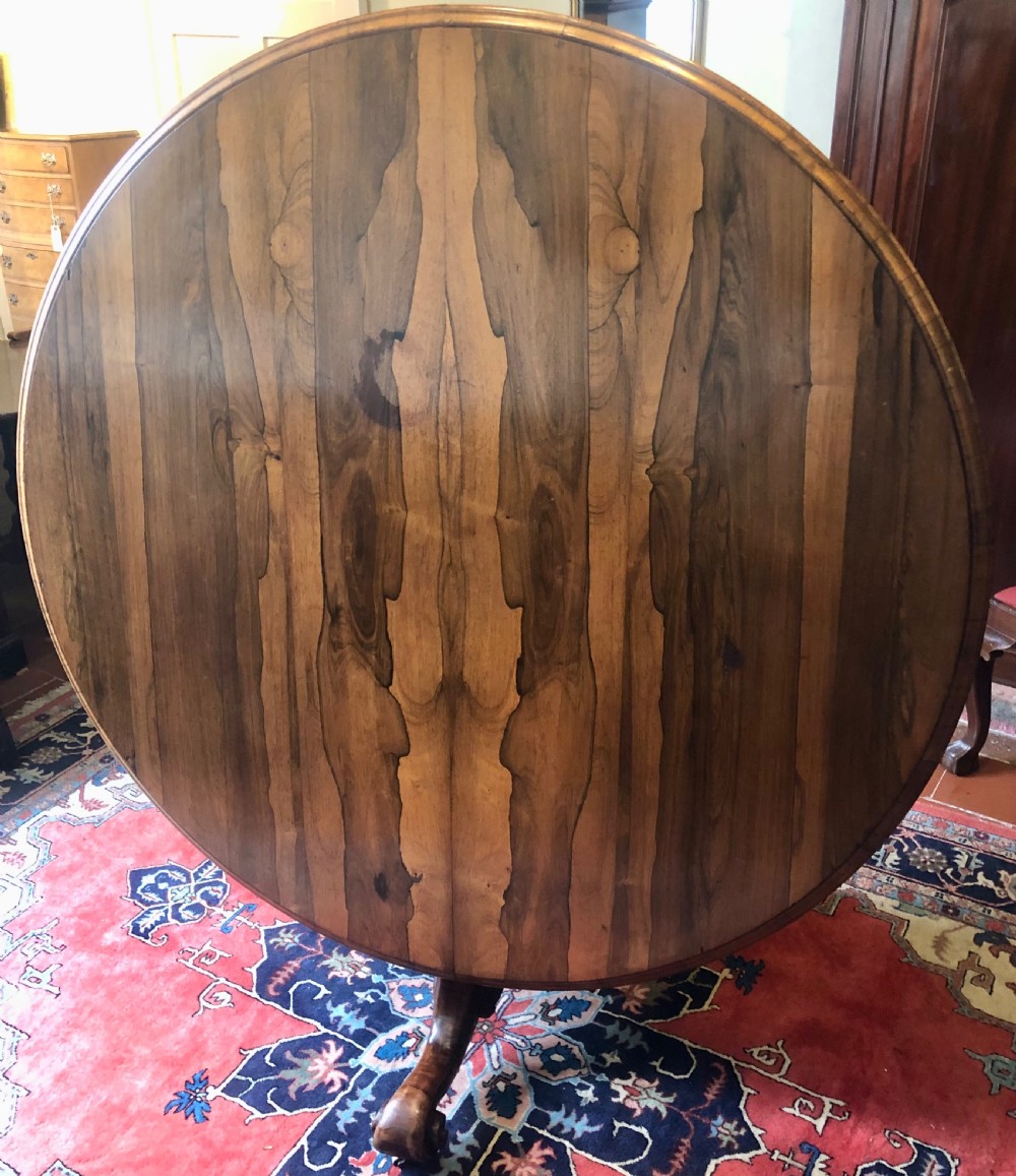 Large 19th Century Figured Rosewood Round Table View IV