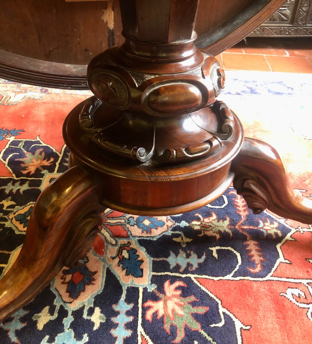 Large 19th Century Figured Rosewood Round Table View VIII