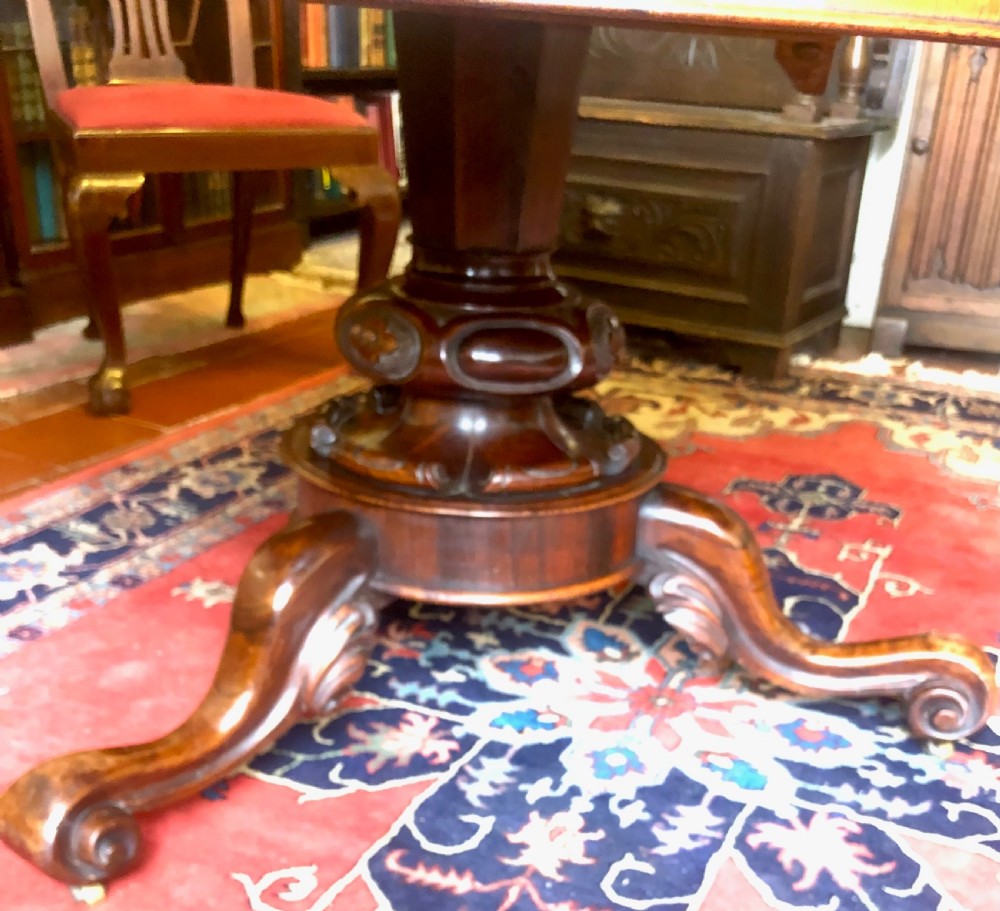 Large 19th Century Figured Rosewood Round Table View IX