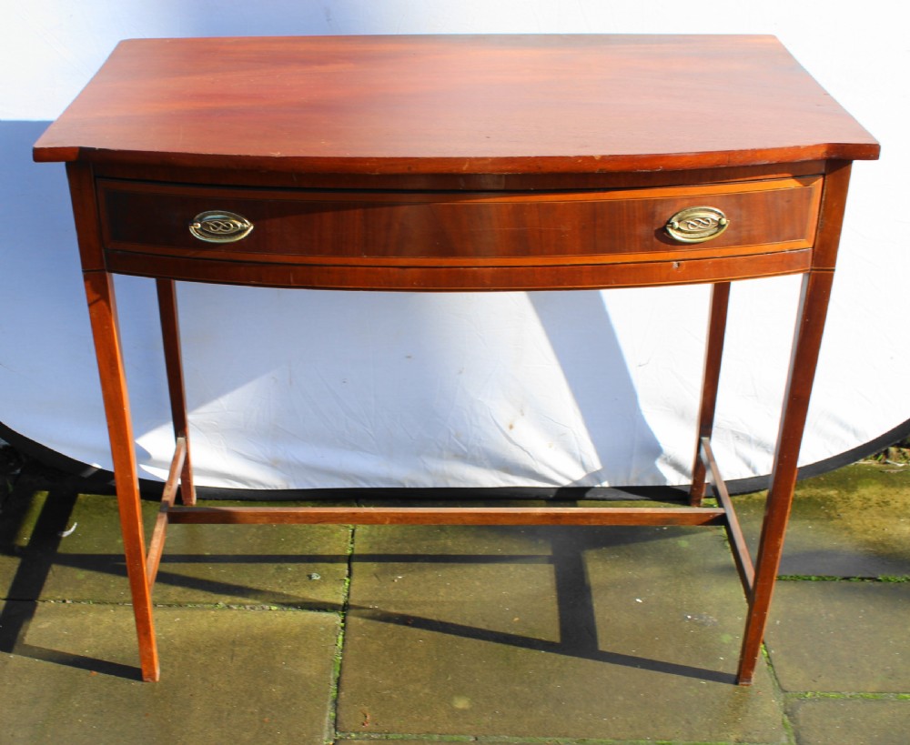19th century mahogany and crossbanded bow front side table