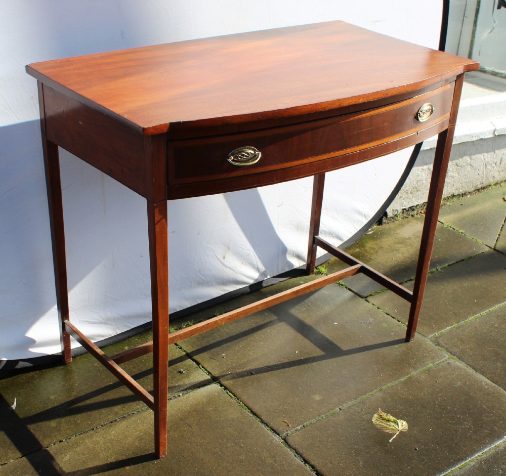 19th century mahogany and crossbanded bow front side table View IV