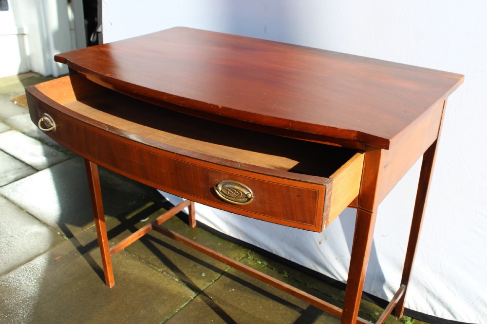 19th century mahogany and crossbanded bow front side table View VI