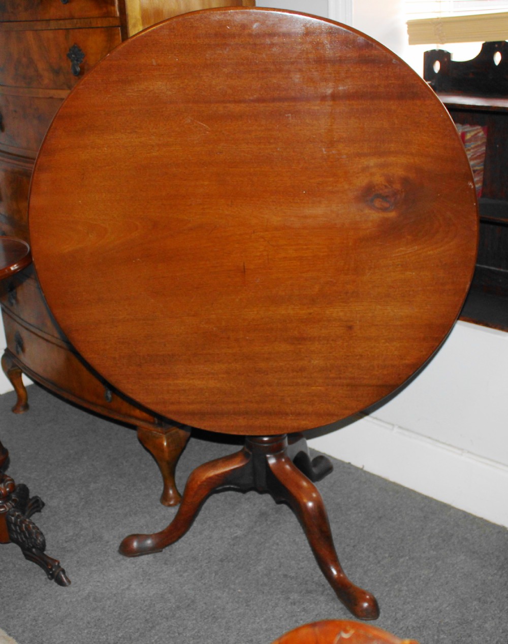 Large George III mahogany tripod table View IV