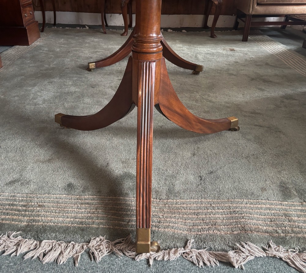 Regency design mahogany large twin pillar dining table View III