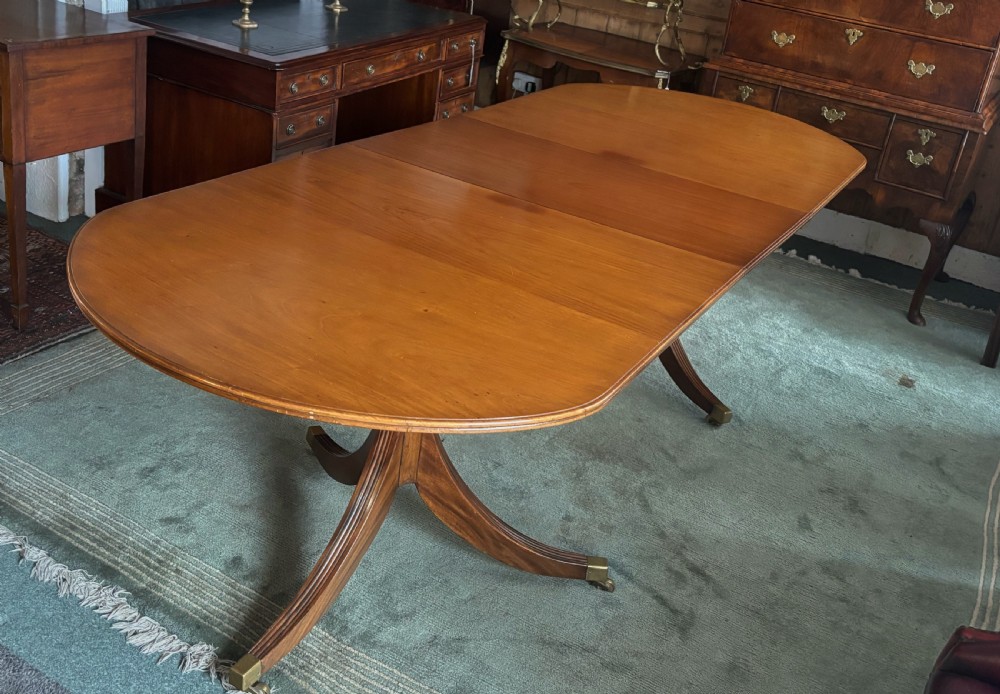 Regency design mahogany large twin pillar dining table View V