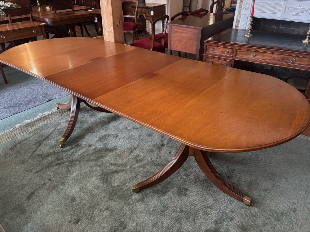 Regency design mahogany large twin pillar dining table View VI