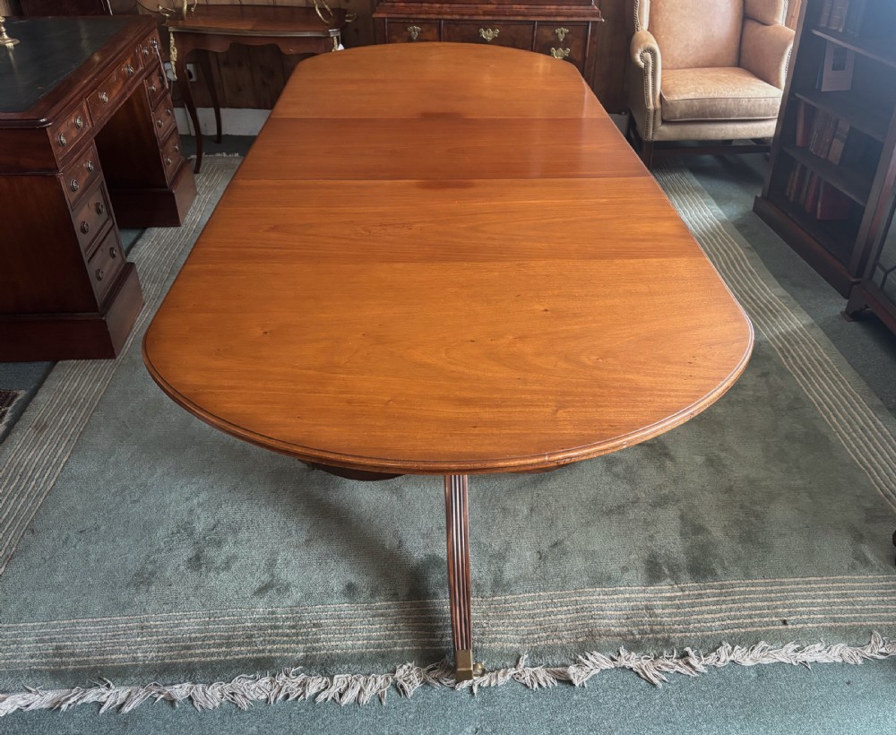 Regency design mahogany large twin pillar dining table View VII