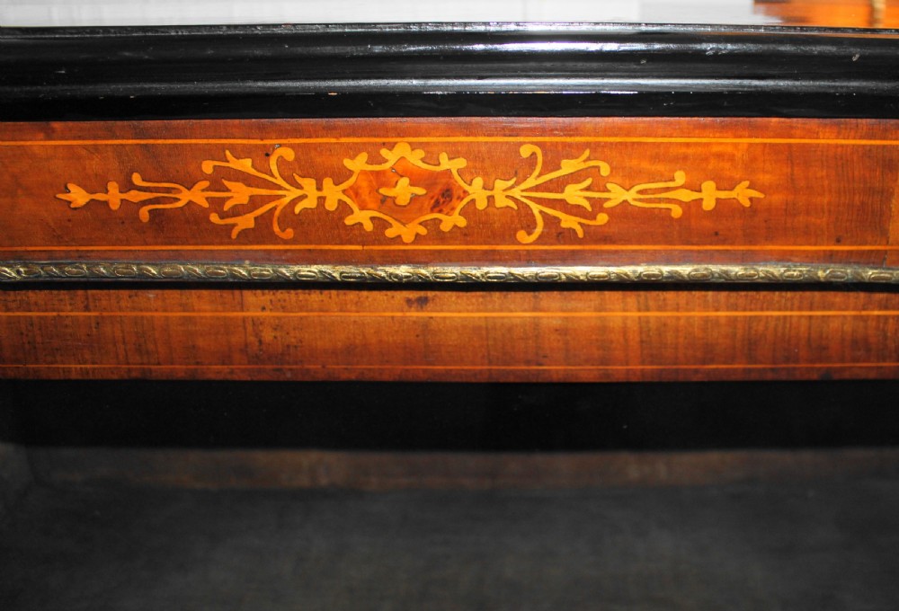 Victorian walnut and satinwood inlaid glazed bookcase View III