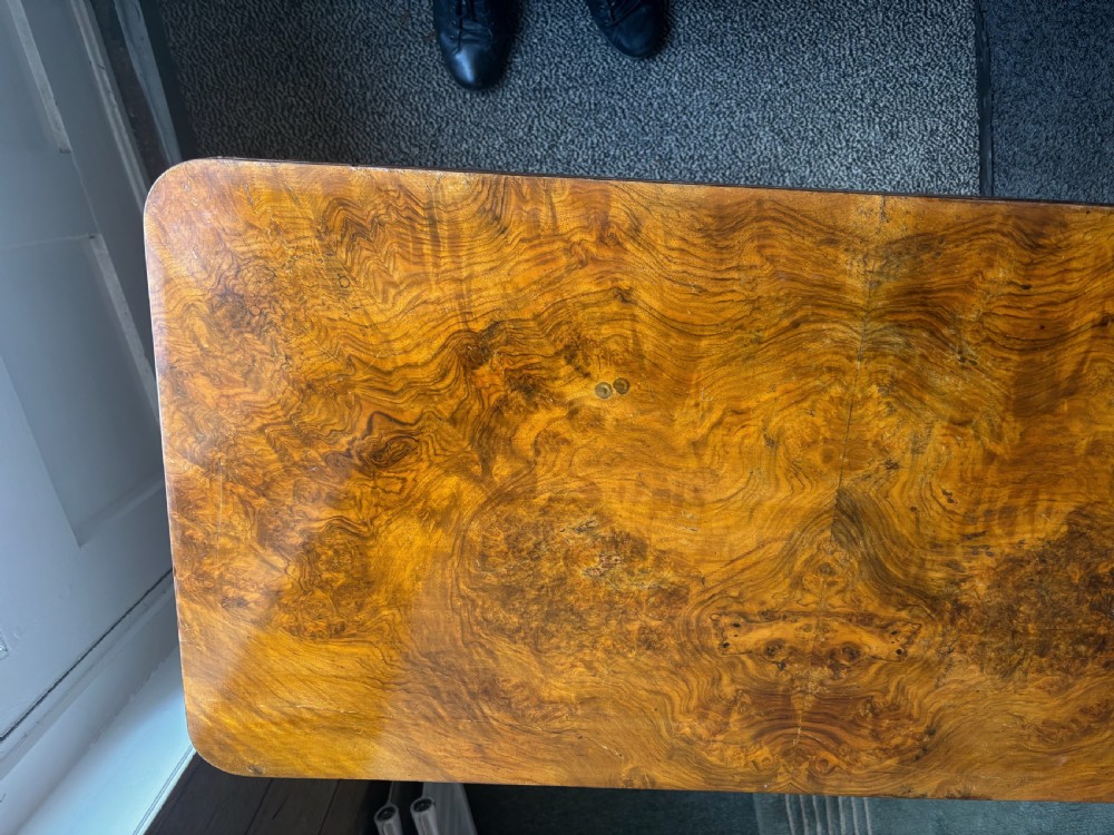 Early Victorian figured walnut card table View V