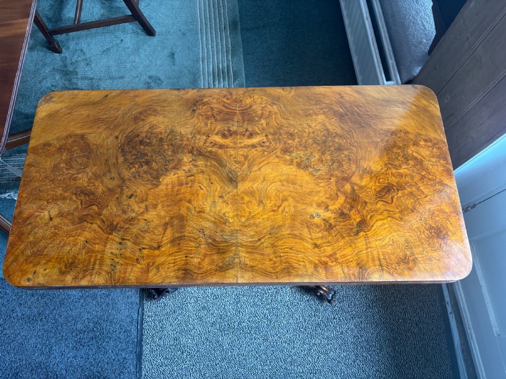 Early Victorian figured walnut card table View VI