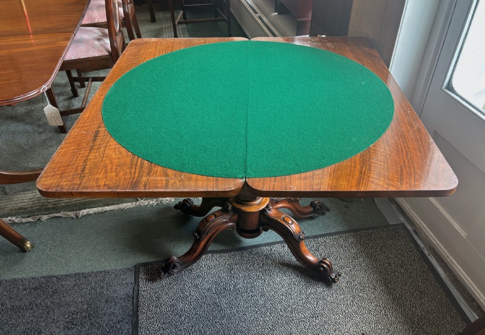 Early Victorian figured walnut card table View VIII