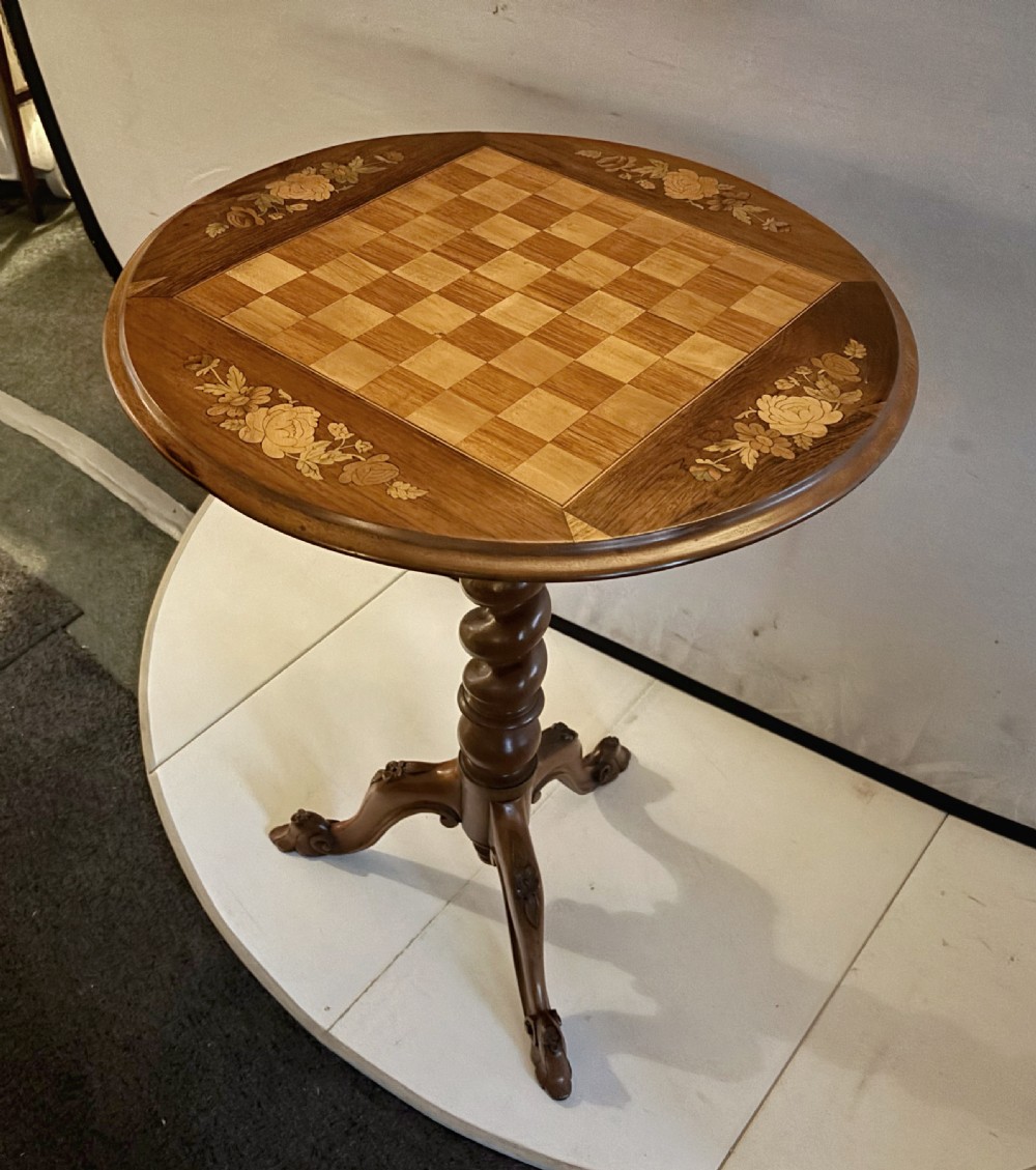 Edwardian inlaid rosewood chess top table View III