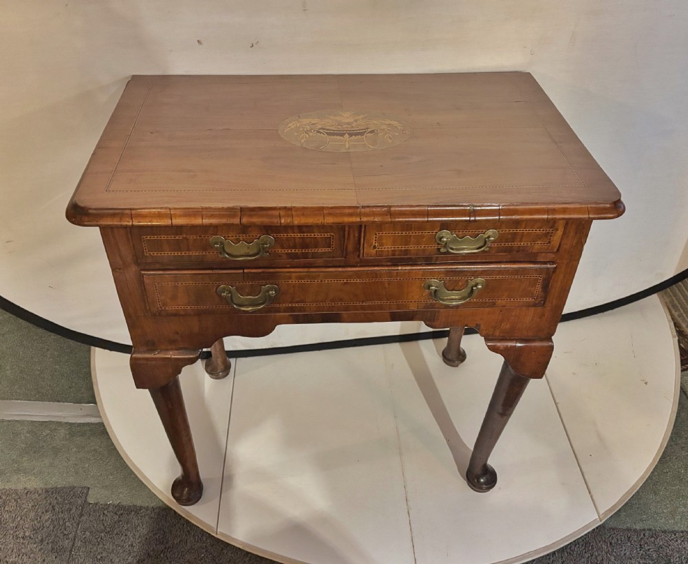 George III walnut and inlaid lowboy View III