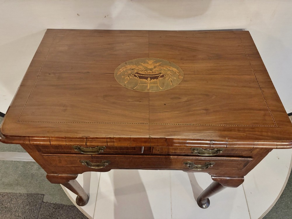 George III walnut and inlaid lowboy View X