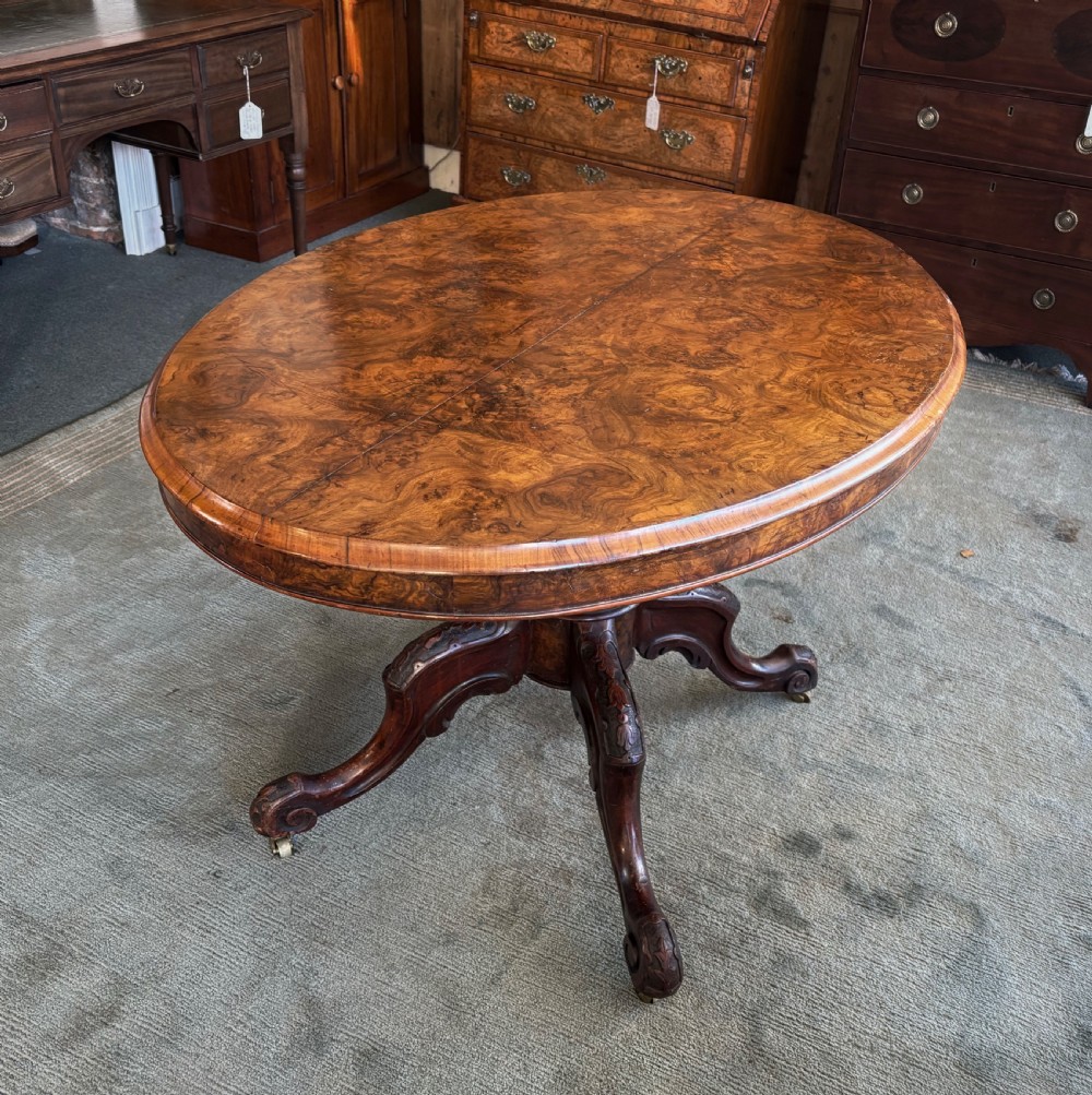 Victorian burr walnut oval breakfast table View III
