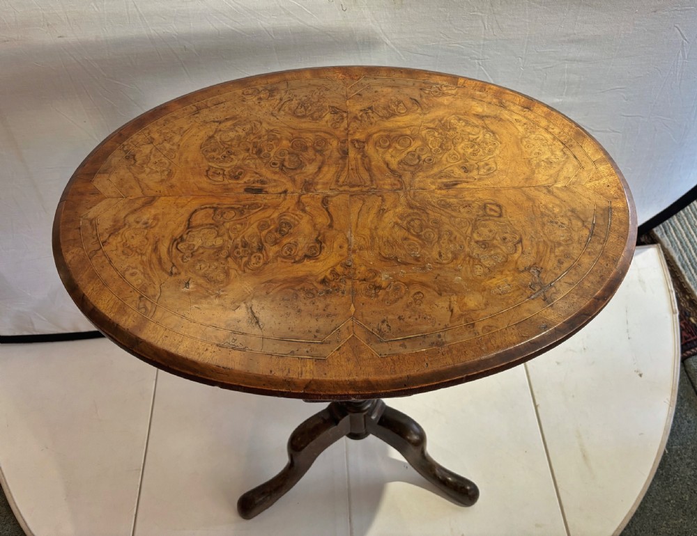 Victorian oval burr walnut occasional table  View V