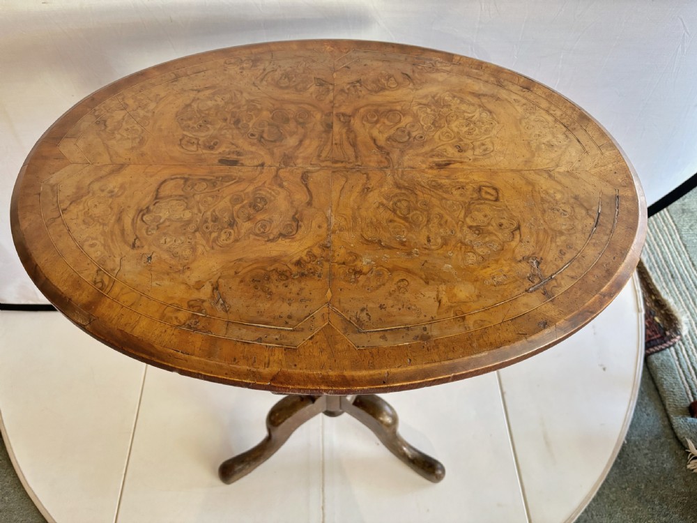 Victorian oval burr walnut occasional table  View VI
