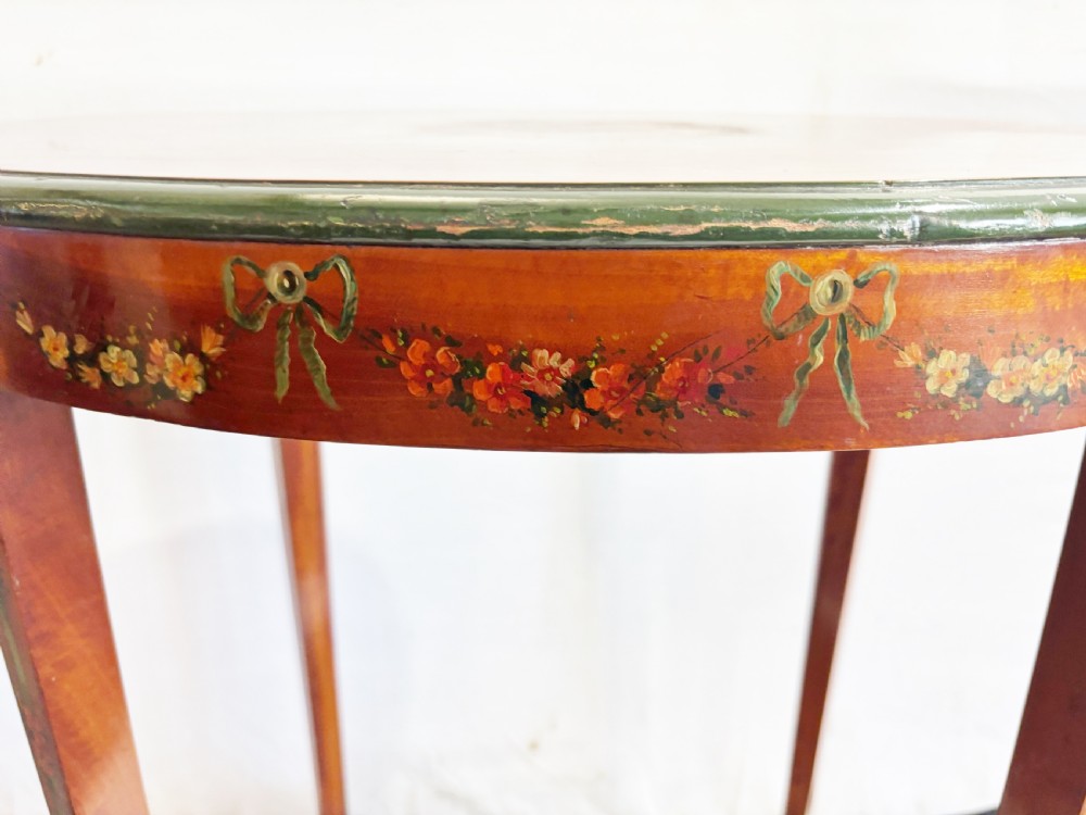 Edwardian satinwood and cherub decorated occasional table  View VIII