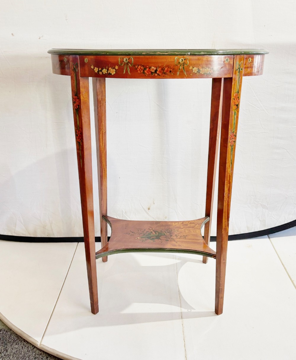 Edwardian satinwood and cherub decorated occasional table  View IX