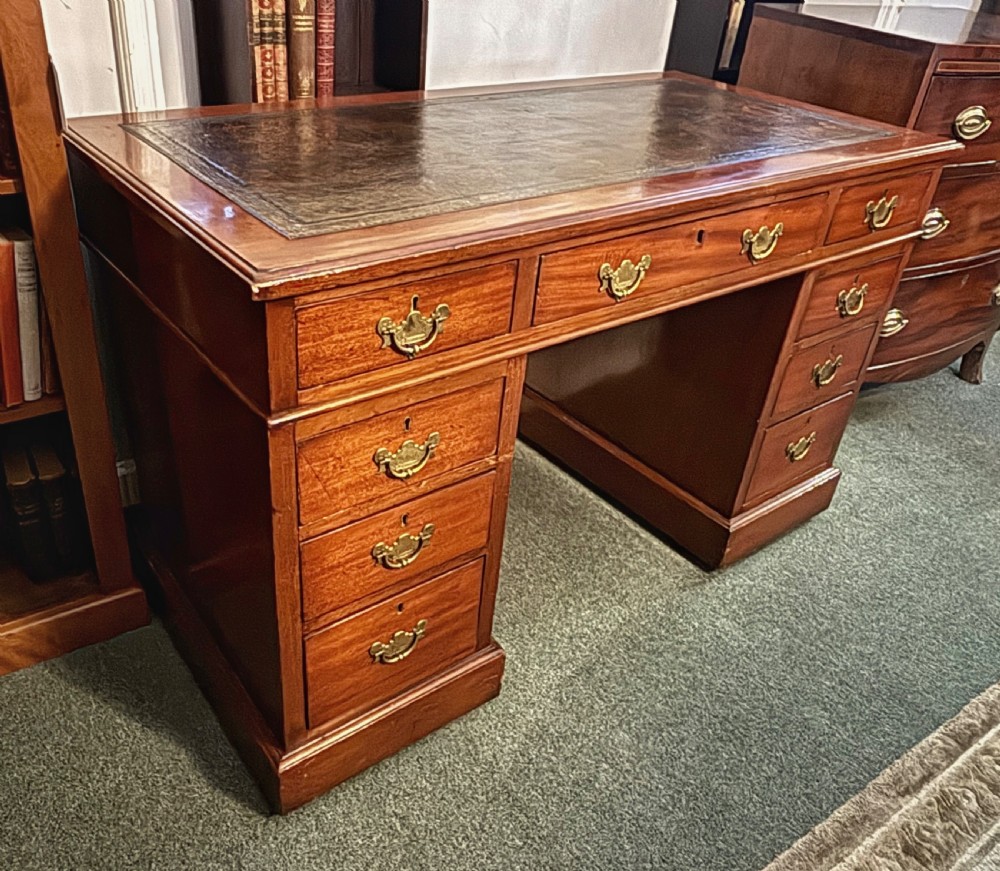 Victorian walnut pedestal desk View V